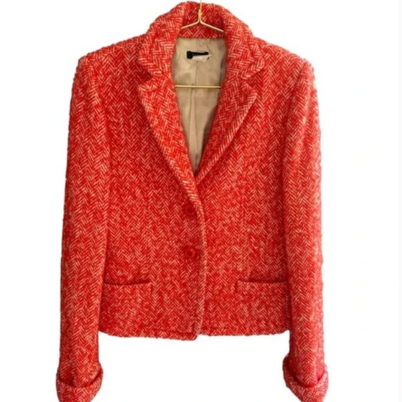 J.‎Crew Collection  Vintage Tweed Blazer Orange Blazer Jacket Size 8 - Picture 1 of 7